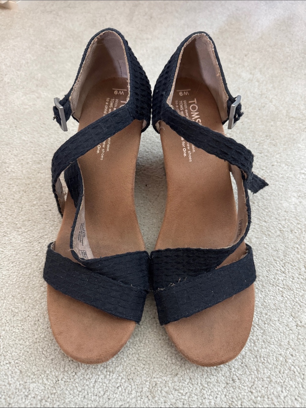 TOMS Black Woven Strap Women's Heels